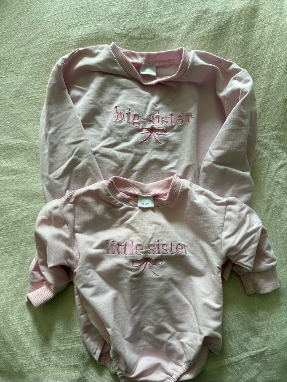 Matching 'Big Sister' & 'Little Sister' Pink Sweatshirt Set